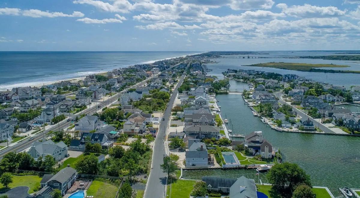 Aerial view of a New Jersey coastal community