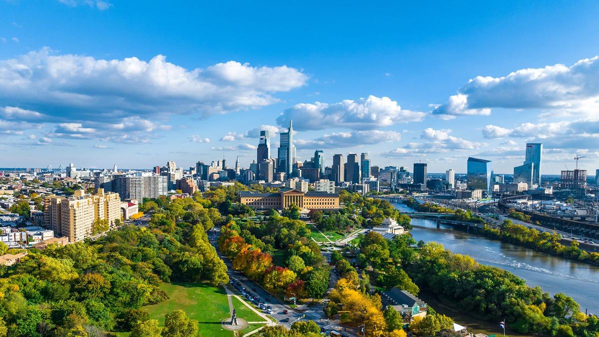 Philadelphia skyline and Schuylkill River